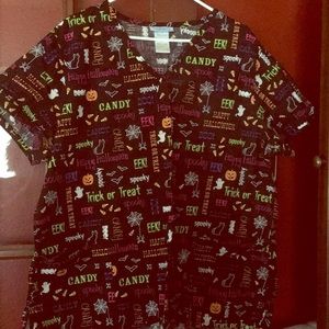 Black Halloween scrub top